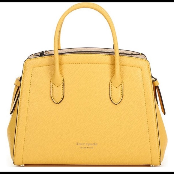 kate spade Handbags - Kate Spade New York Knott Lemon Yellow Pebbled Leather Medium Satchel Crossbody